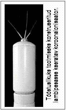 Tekstiboks:  
Tööstuslikuks tootmiseks konstrueeritud lambipesasse keeratav koroonaionisaator.
